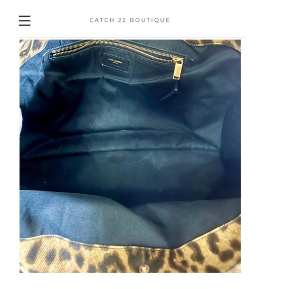 *SOLD* Saint Laurent Canvas Leopard Print Rive Gauge Noe Large Tote - Picture 8 of 11